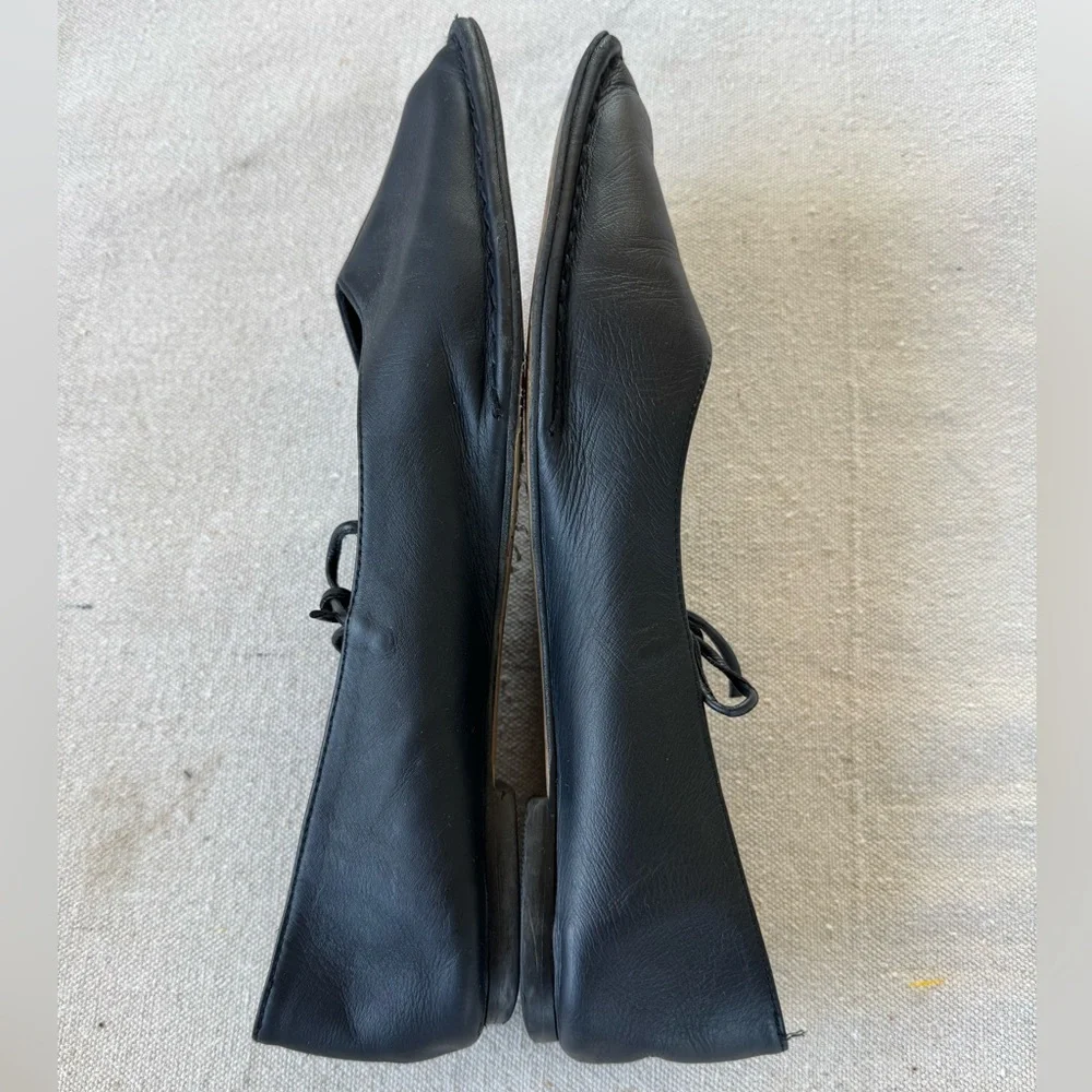 ALOHAS Sway Black Leather Ballet Flats Square Toe Tie Detail Size 39 (US 8-8.5) - Picture 2 of 8
